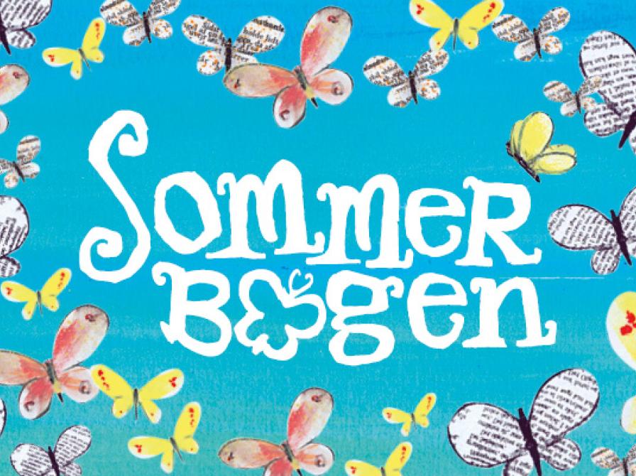 Sommerbogen - tekst omgivet af sommerfugle